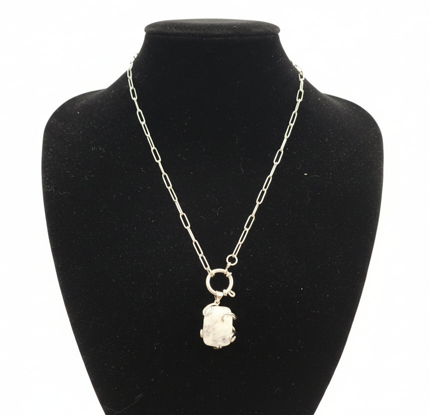 collana pietra di luna naturale con catenina in acciaio jem la voce delle pietre
