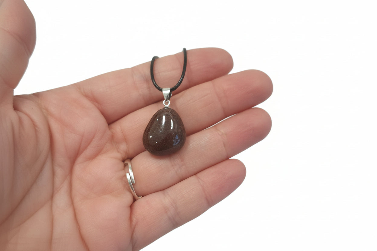 collana con pietra granato naturale rosso e gancio in argento