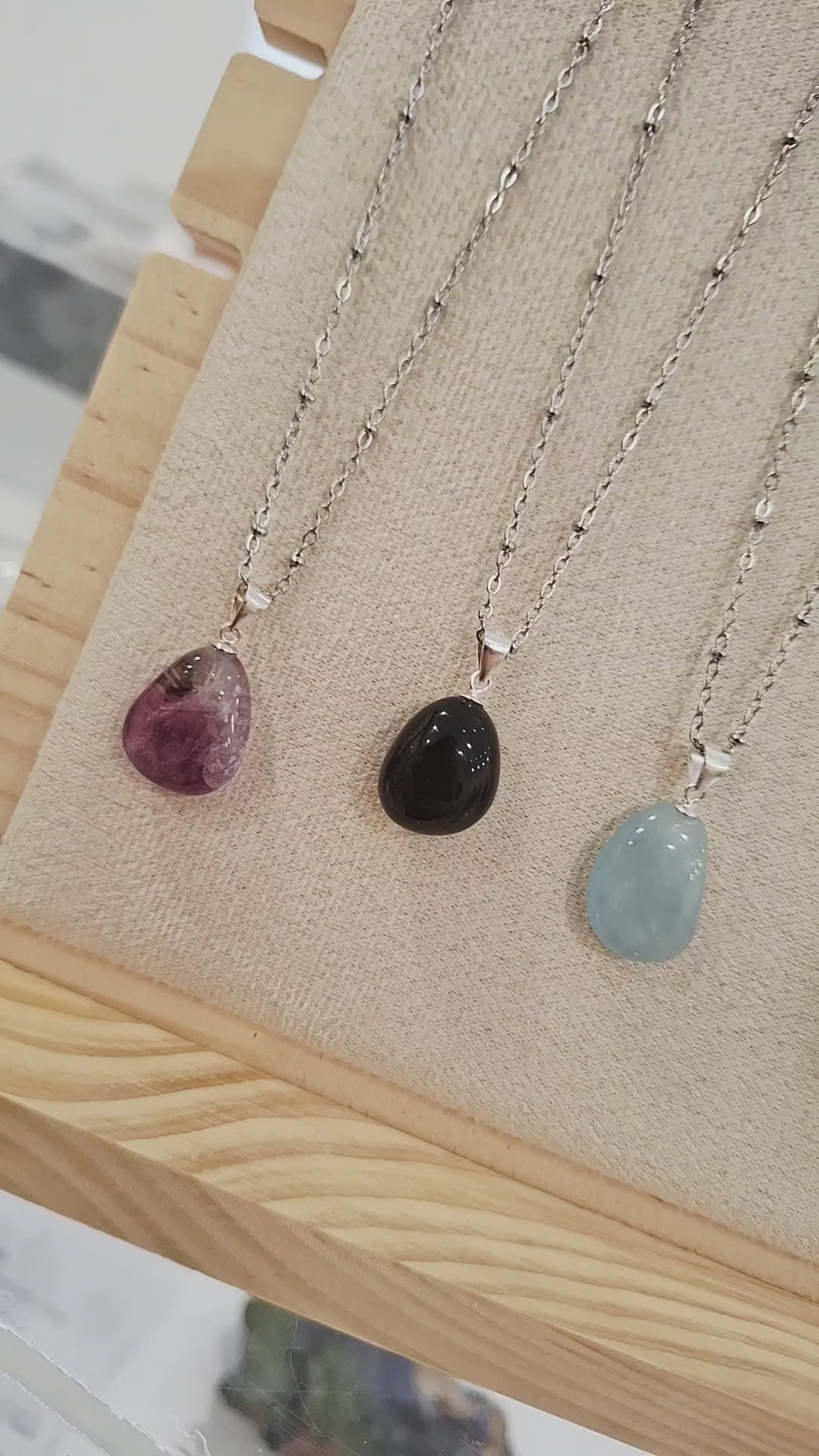 Collana con Pietra Naturale e Catenina in Acciaio – Pendenti in Cristalli Naturali