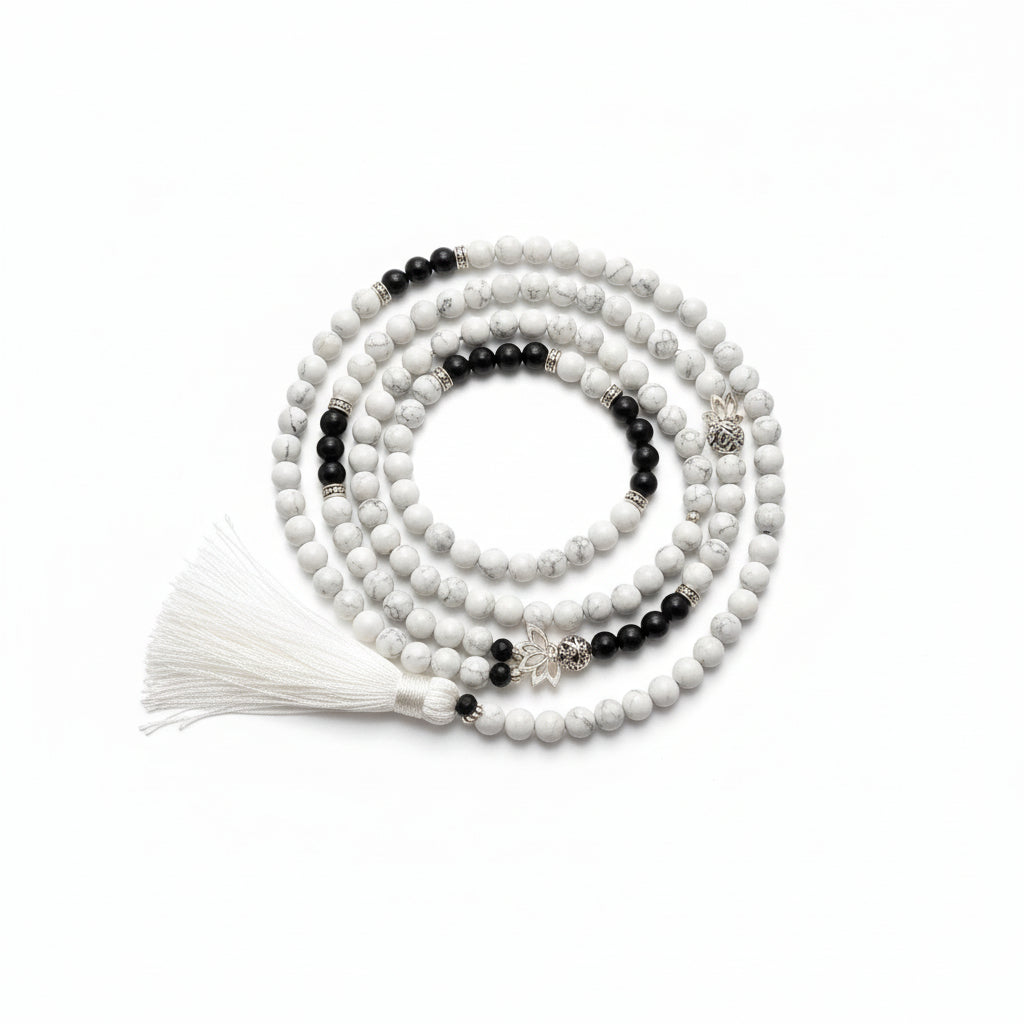 Collana mala spirituale 108 grani pietre naturali