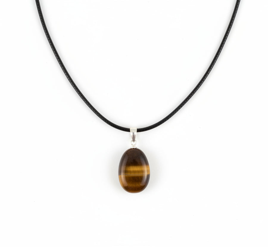 🤎 Pendente in Occhio di Tigre con Cordoncino